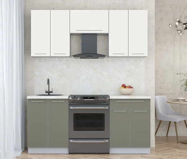 Изображение товара Кухонный гарнитур Интерлиния Мила Пластик 1.8 А (зефирный/кварцевый/опал светлый)