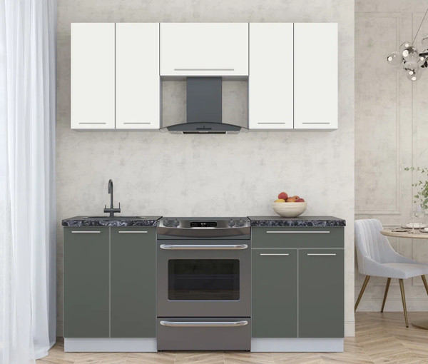 Изображение товара Кухонный гарнитур Интерлиния Мила Пластик 1.8 А (зефирный/шторм/кастилло темный)