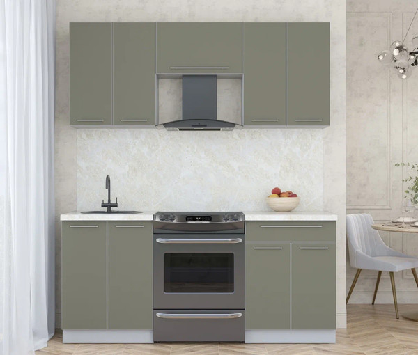 Изображение товара Кухонный гарнитур Интерлиния Мила Пластик 1.8 А (кварцевый/кварцевый/опал светлый)