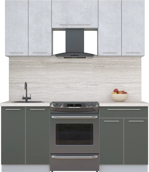 Изображение товара Кухонный гарнитур Интерлиния Мила Пластик 1.8 А (оксид светлый/шторм/травертин серый)