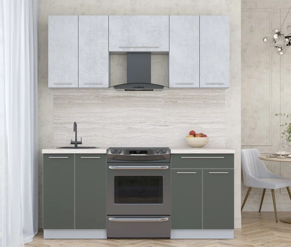 Изображение товара Кухонный гарнитур Интерлиния Мила Пластик 1.8 А (оксид светлый/шторм/травертин серый)