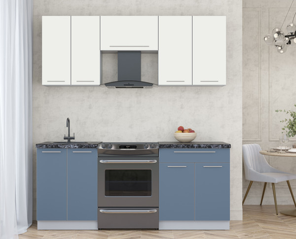 Изображение товара Кухонный гарнитур Интерлиния Мила Пластик 1.9 А (зефирный/арктический/кастилло темный)