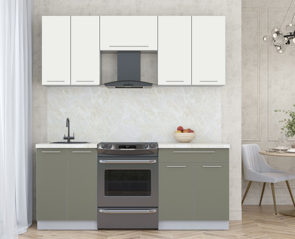 Изображение товара Кухонный гарнитур Интерлиния Мила Пластик 1.9 А (зефирный/кварцевый/опал светлый)