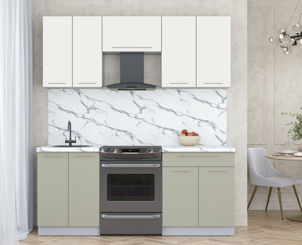 Изображение товара Кухонный гарнитур Интерлиния Мила Пластик 1.9 А (зефирный/латте/белый гранит)