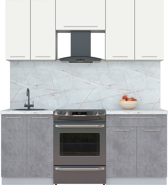 Изображение товара Кухонный гарнитур Интерлиния Мила Пластик 1.9 А (зефирный/оксид темный/серый каспий)