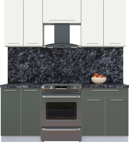 Изображение товара Кухонный гарнитур Интерлиния Мила Пластик 1.9 А (зефирный/шторм/кастилло темный)