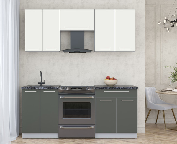 Изображение товара Кухонный гарнитур Интерлиния Мила Пластик 1.9 А (зефирный/шторм/кастилло темный)