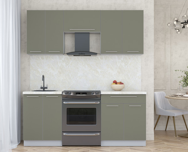 Изображение товара Кухонный гарнитур Интерлиния Мила Пластик 1.9 А (кварцевый/кварцевый/опал светлый)