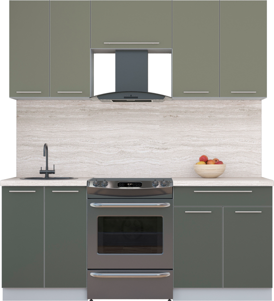 Изображение товара Кухонный гарнитур Интерлиния Мила Пластик 1.9 А (кварцевый/шторм/травертин серый)