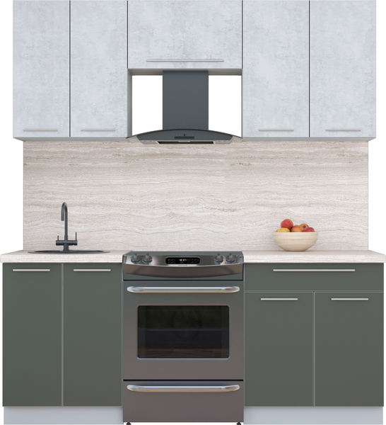 Изображение товара Кухонный гарнитур Интерлиния Мила Пластик 1.9 А (оксид светлый/шторм/травертин серый)