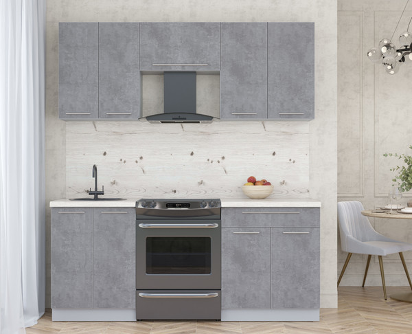 Изображение товара Кухонный гарнитур Интерлиния Мила Пластик 1.9 А (оксид темный/оксид темный/бискайская сосна)