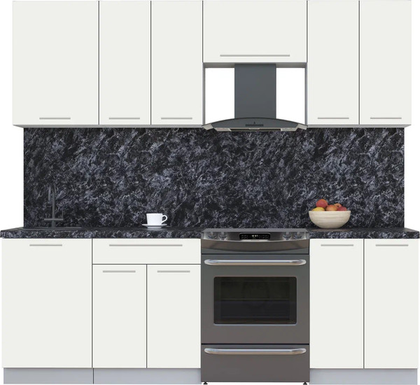 Изображение товара Кухонный гарнитур Интерлиния Мила Пластик 2.3 А (зефирный/зефирный/кастилло темный)