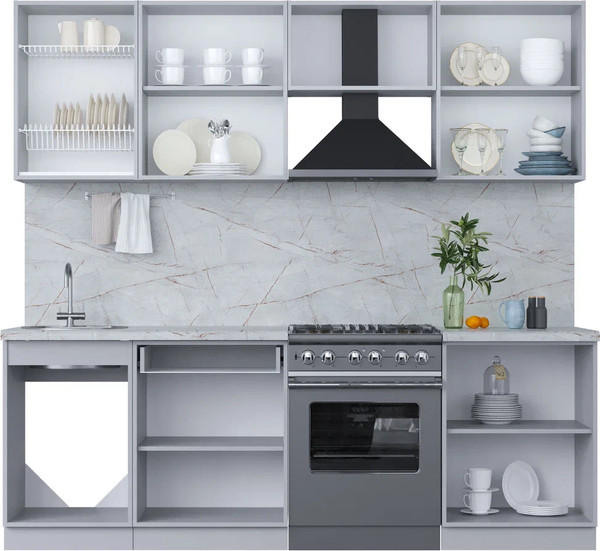 Изображение товара Кухонный гарнитур Интерлиния Мила Пластик 2.3 А (зефирный/зефирный/кастилло темный)