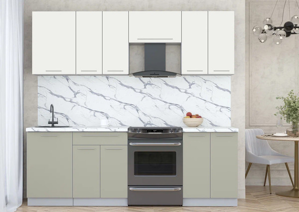 Изображение товара Кухонный гарнитур Интерлиния Мила Пластик 2.3 А (зефирный/латте/белый гранит)