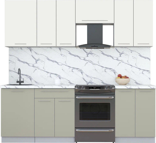 Изображение товара Кухонный гарнитур Интерлиния Мила Пластик 2.3 А (зефирный/латте/белый гранит)