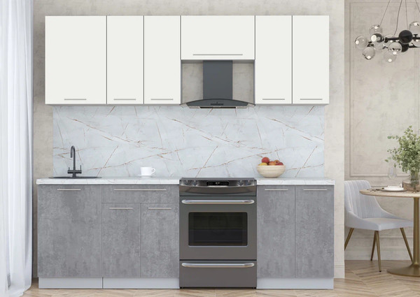 Изображение товара Кухонный гарнитур Интерлиния Мила Пластик 2.3 А (зефирный/оксид темный/серый каспий)