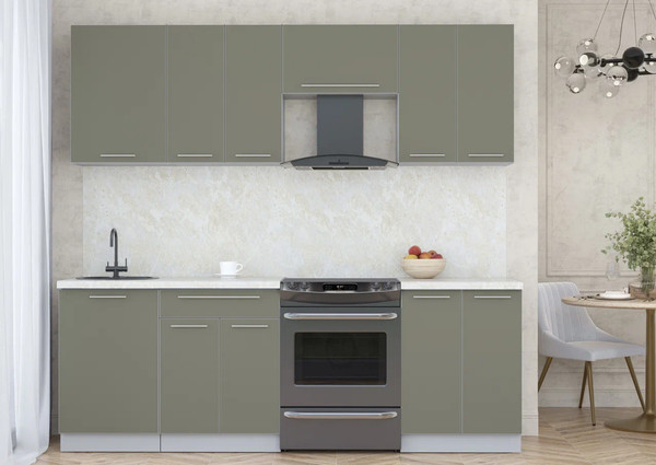 Изображение товара Кухонный гарнитур Интерлиния Мила Пластик 2.3 А (кварцевый/кварцевый/опал светлый)