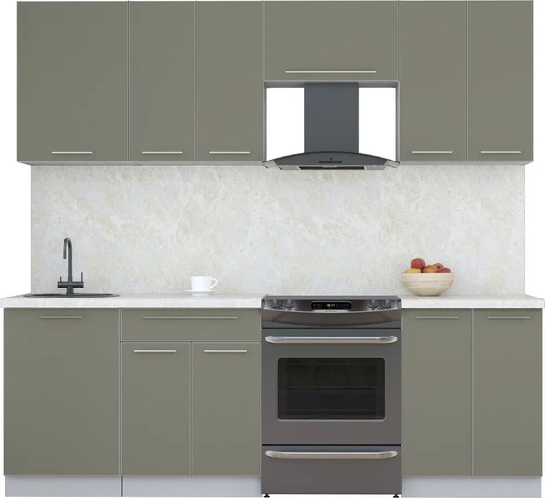 Изображение товара Кухонный гарнитур Интерлиния Мила Пластик 2.3 А (кварцевый/кварцевый/опал светлый)