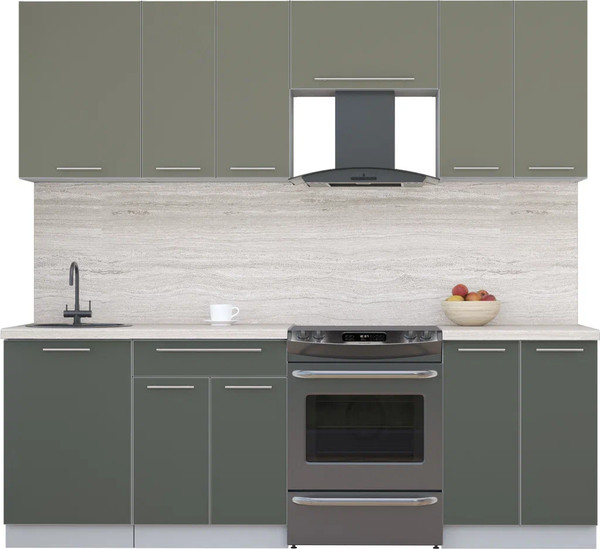 Изображение товара Кухонный гарнитур Интерлиния Мила Пластик 2.3 А (кварцевый/шторм/травертин серый)