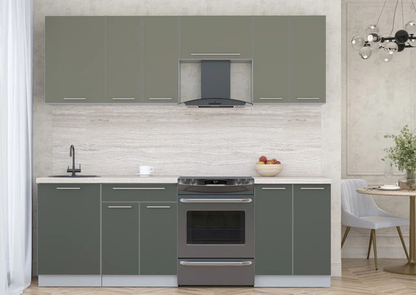 Изображение товара Кухонный гарнитур Интерлиния Мила Пластик 2.3 А (кварцевый/шторм/травертин серый)