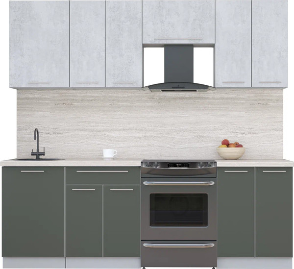 Изображение товара Кухонный гарнитур Интерлиния Мила Пластик 2.3 А (оксид светлый/шторм/травертин серый)