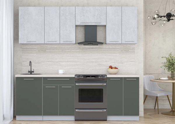 Изображение товара Кухонный гарнитур Интерлиния Мила Пластик 2.3 А (оксид светлый/шторм/травертин серый)