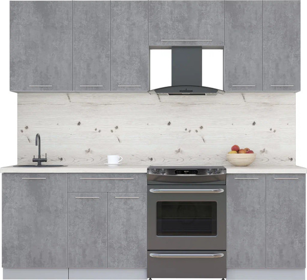 Изображение товара Кухонный гарнитур Интерлиния Мила Пластик 2.3 А (оксид темный/оксид темный/бискайская сосна)