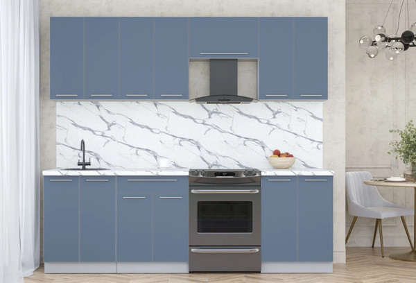 Изображение товара Кухонный гарнитур Интерлиния Мила Пластик 2.4 А (арктический/арктический/белый гранит)