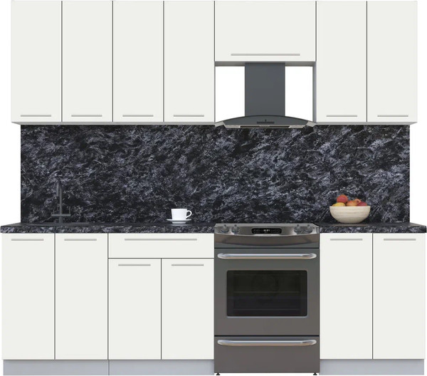 Изображение товара Кухонный гарнитур Интерлиния Мила Пластик 2.4 А (зефирный/зефирный/кастилло темный)