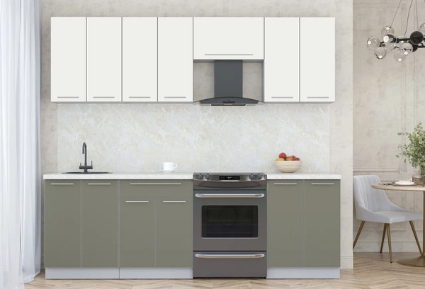 Изображение товара Кухонный гарнитур Интерлиния Мила Пластик 2.4 А (зефирный/кварцевый/опал светлый)