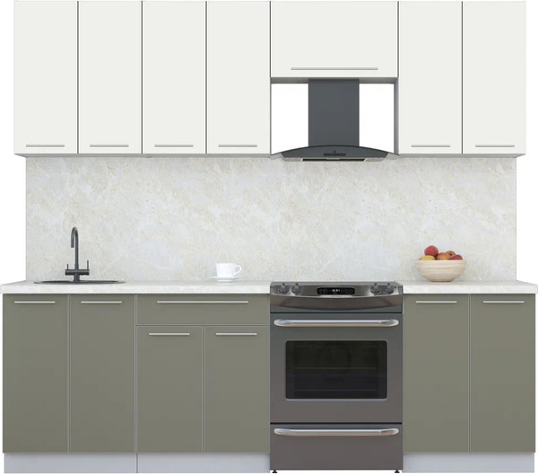 Изображение товара Кухонный гарнитур Интерлиния Мила Пластик 2.4 А (зефирный/кварцевый/опал светлый)