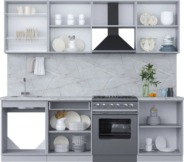 Изображение товара Кухонный гарнитур Интерлиния Мила Пластик 2.4 А (зефирный/кварцевый/опал светлый)