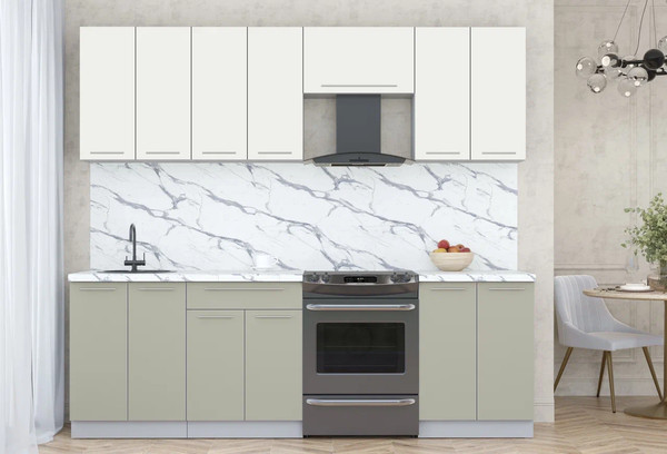 Изображение товара Кухонный гарнитур Интерлиния Мила Пластик 2.4 А (зефирный/латте/белый гранит)