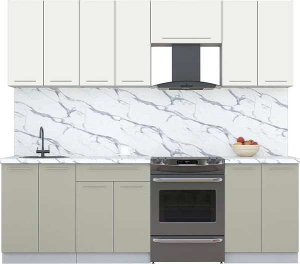 Изображение товара Кухонный гарнитур Интерлиния Мила Пластик 2.4 А (зефирный/латте/белый гранит)