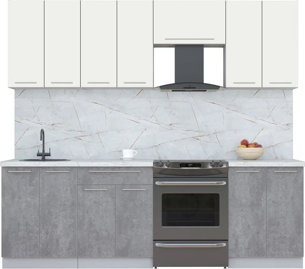 Изображение товара Кухонный гарнитур Интерлиния Мила Пластик 2.4 А (зефирный/оксид темный/серый каспий)