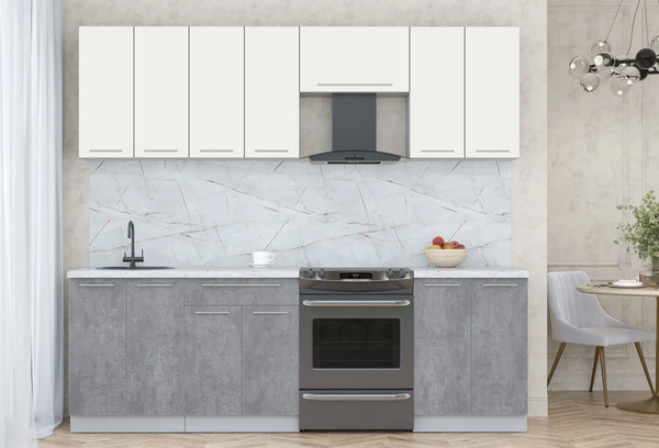 Изображение товара Кухонный гарнитур Интерлиния Мила Пластик 2.4 А (зефирный/оксид темный/серый каспий)