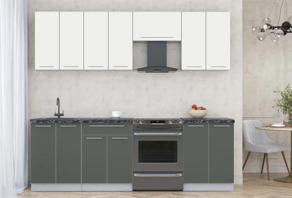 Изображение товара Кухонный гарнитур Интерлиния Мила Пластик 2.4 А (зефирный/шторм/кастилло темный)