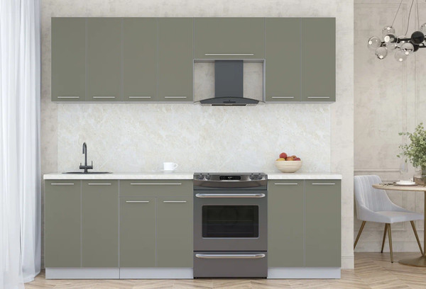 Изображение товара Кухонный гарнитур Интерлиния Мила Пластик 2.4 А (кварцевый/кварцевый/опал светлый)