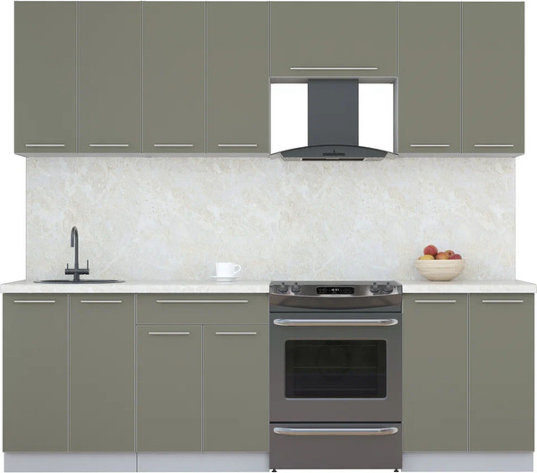 Изображение товара Кухонный гарнитур Интерлиния Мила Пластик 2.4 А (кварцевый/кварцевый/опал светлый)