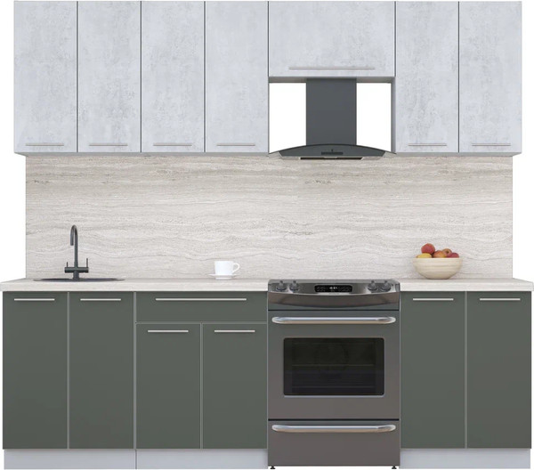 Изображение товара Кухонный гарнитур Интерлиния Мила Пластик 2.4 А (оксид светлый/шторм/травертин серый)