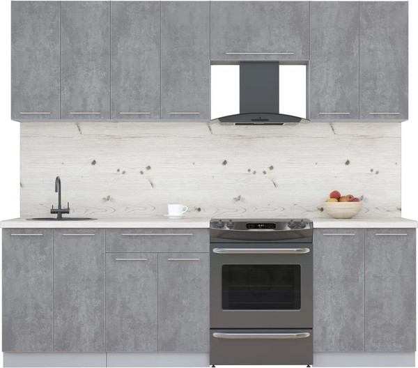 Изображение товара Кухонный гарнитур Интерлиния Мила Пластик 2.4 А (оксид темный/оксид темный/бискайская сосна)