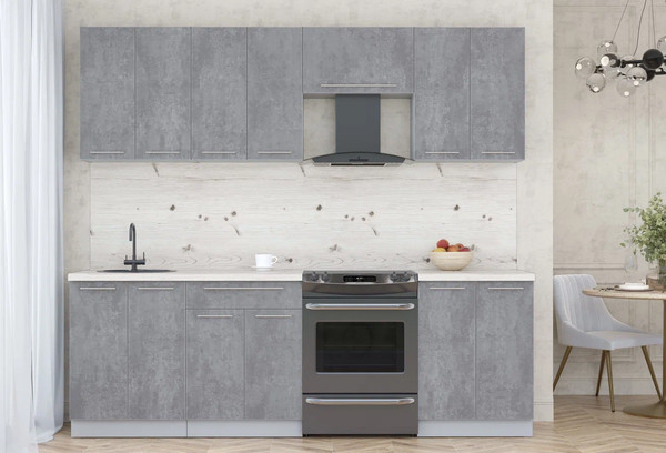 Изображение товара Кухонный гарнитур Интерлиния Мила Пластик 2.4 А (оксид темный/оксид темный/бискайская сосна)