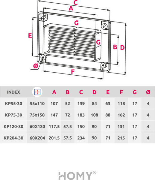 Изображение товара Решетка вентиляционная Awenta KP204-30CZ (черный)