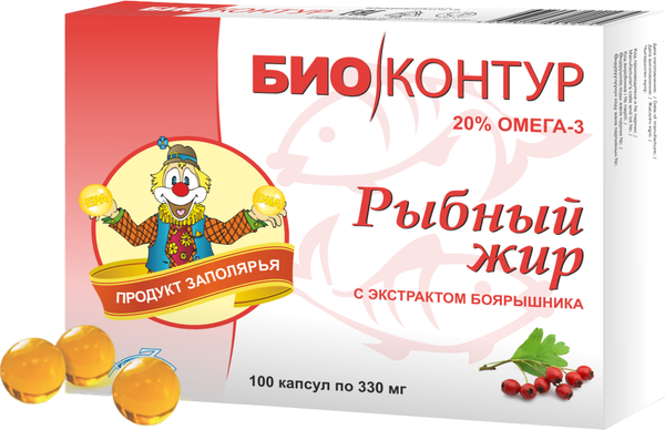 Изображение товара Жирные кислоты Полярис Рыбный жир с экстрактом боярышника (100капсул)