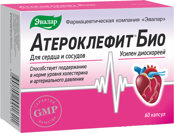 Изображение товара Комплексная пищевая добавка Эвалар Атероклефит Био для снижения холестерина (60капсул)