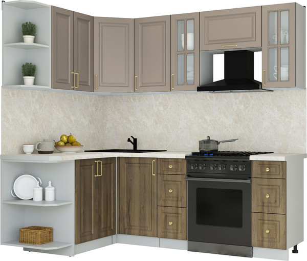 Изображение товара Кухонный гарнитур Интерлиния Мила Шато 1.5x2.2 LV (луна/дуб вотан/опал светлый)