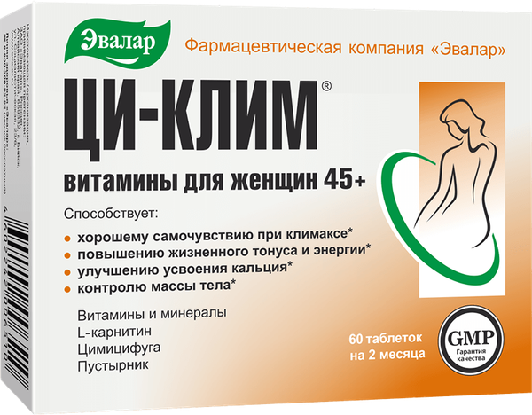 Изображение товара Комплексная пищевая добавка Эвалар Ци-клим витамины для женщин 45+ (60таблеток)