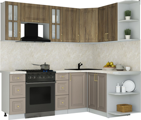 Изображение товара Кухонный гарнитур Интерлиния Мила Шато 1.5x2.2 PR (дуб вотан/луна/опал светлый)