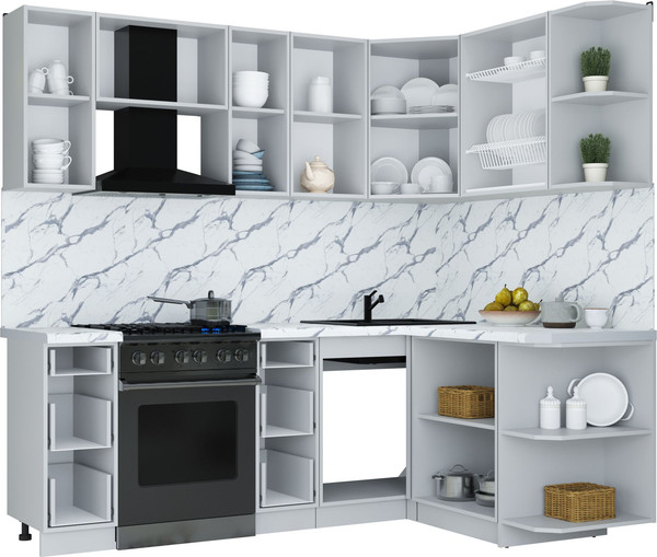 Изображение товара Кухонный гарнитур Интерлиния Мила Шато 1.5x2.2 PR (дуб вотан/луна/опал светлый)