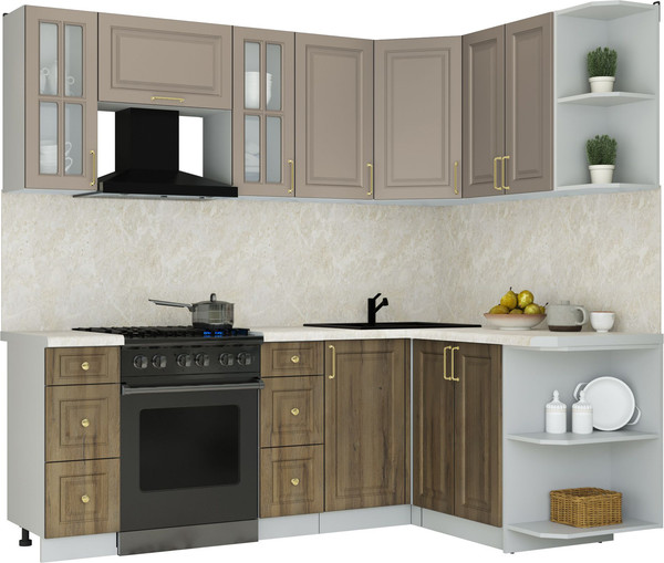 Изображение товара Кухонный гарнитур Интерлиния Мила Шато 1.5x2.2 PR (луна/дуб вотан/опал светлый)